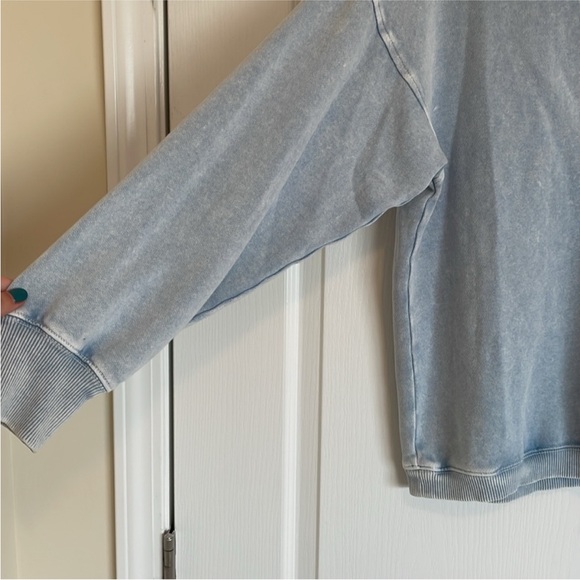 Aerie Getaway Quarter Snap Size XS Cloud Wash Blue Lounge Wear Sweatshirt NWOT - Picture 6 of 10